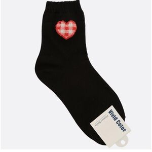 Black Plaid Heart Socks